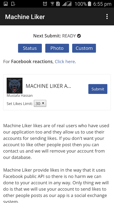 Machine Liker screenshot 2