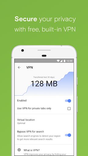 Opera with free VPN screenshot 1